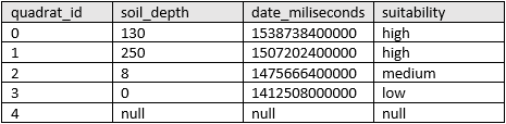 Example features that will be summarized with calculated statistics